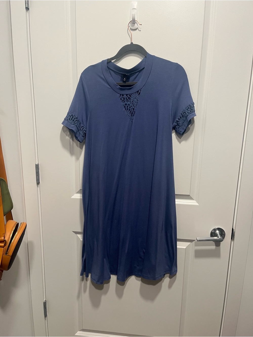 torrid Navy Blue Short Sleeve Tunic with Crochet Detail